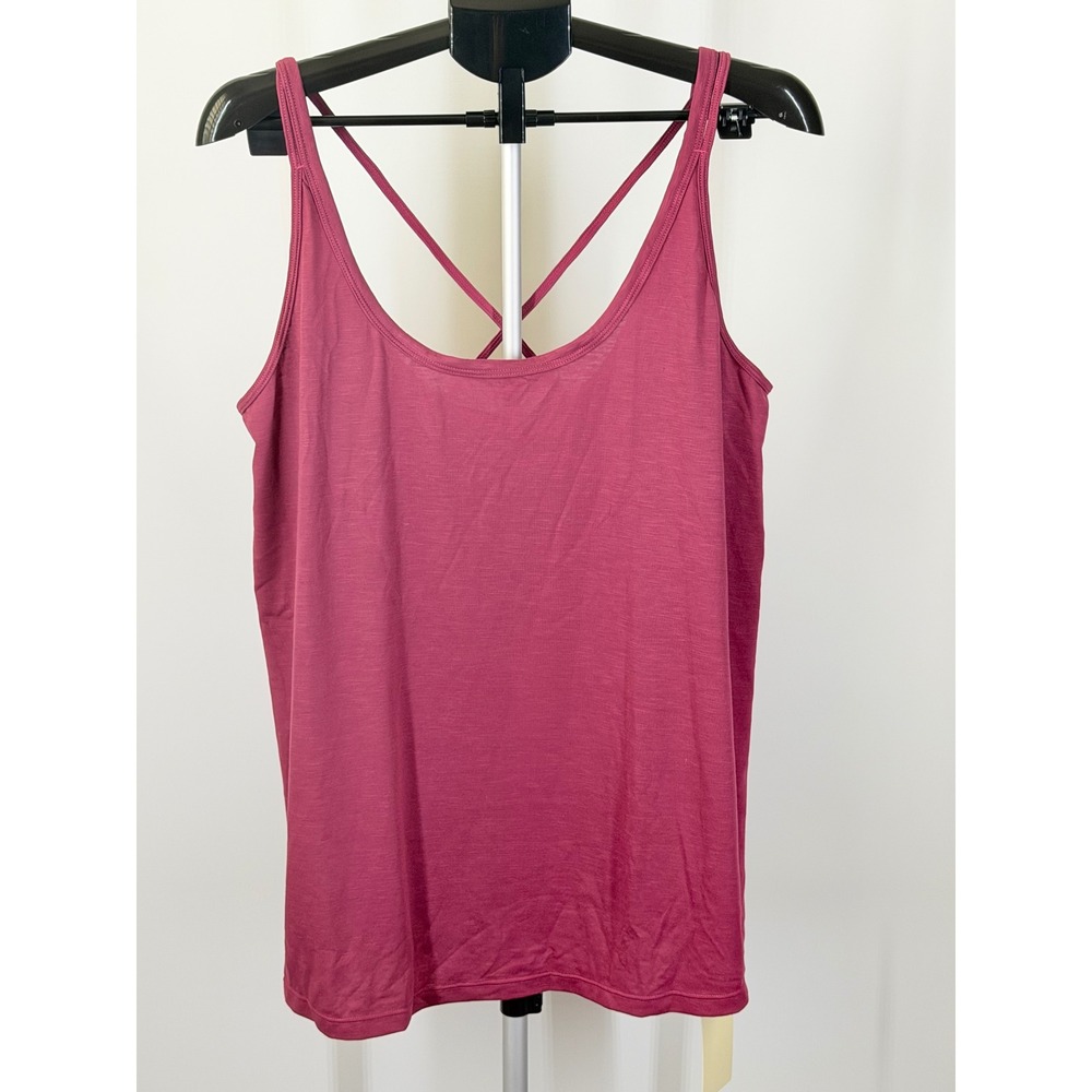 Halara Womens XL Crisscross Back Activewear Tank Top Berry Pink Scoop Neck NWT